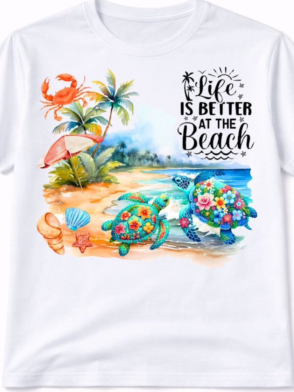 Life Is Better At The Beach Graphic Shirt Trendy Boutique Style Tee Women White